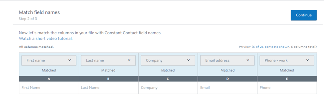 Constant Contact Import