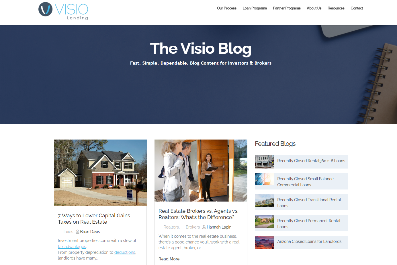 Visio's blog page
