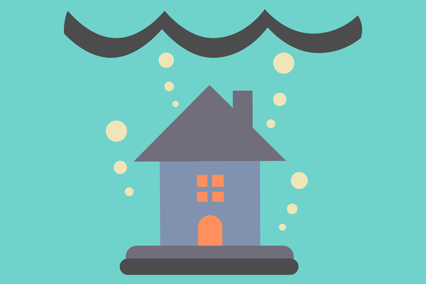 graphic of a cloud raining on a house